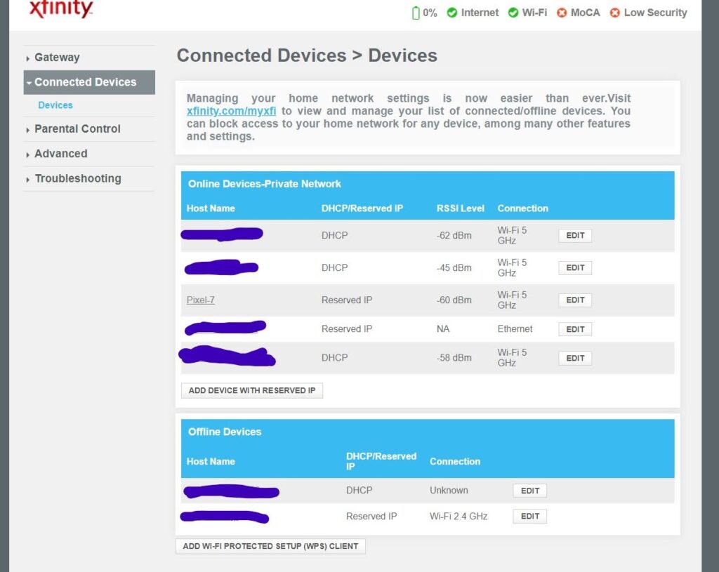 Xfinity router web interface